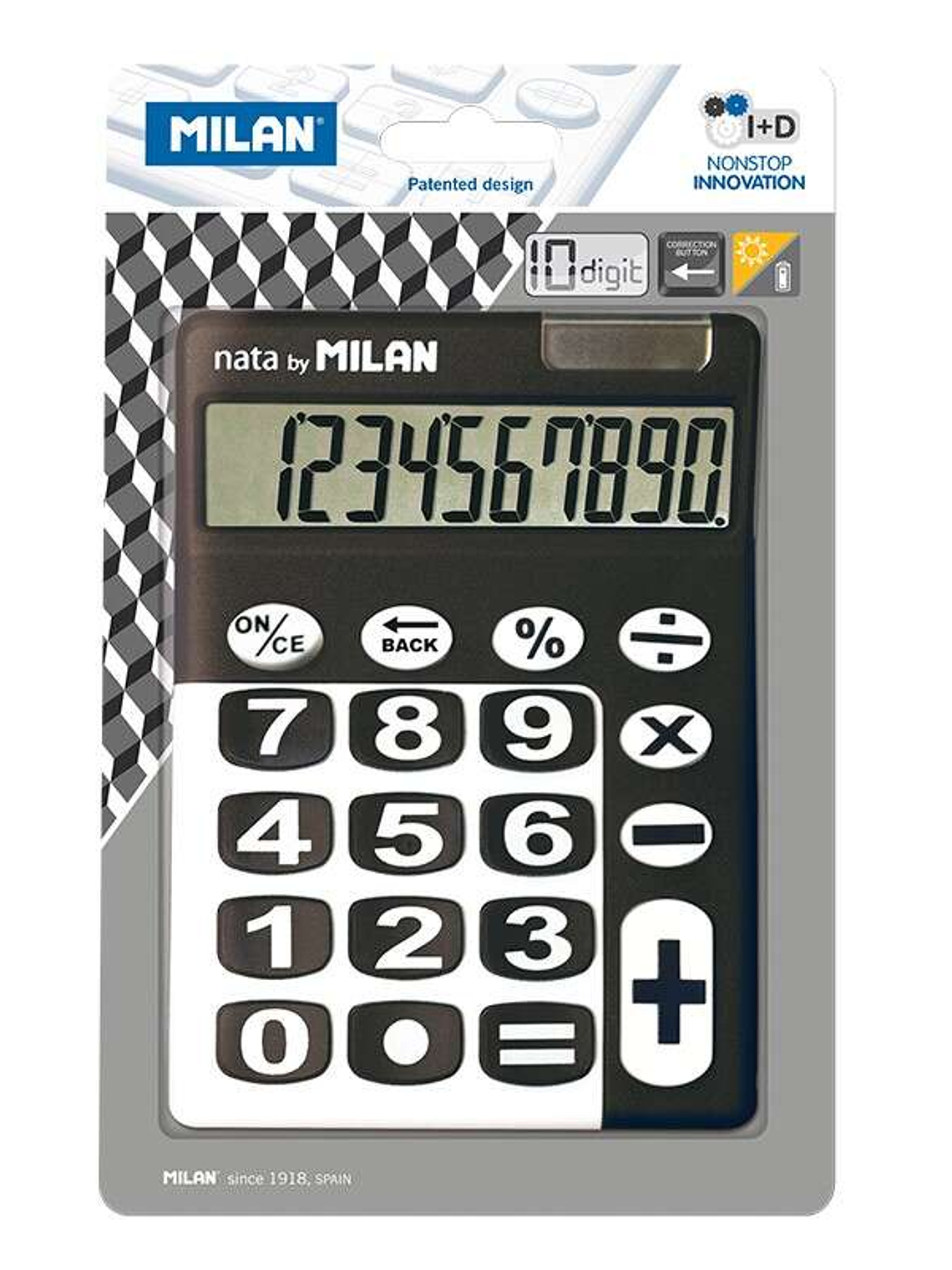 Milan Calculadora 10 Digitos - Calculadora de Sobremesa - Teclas Grandes - Tecla Rectificacion Entrada de Datos - Color Negro/Blanco 1