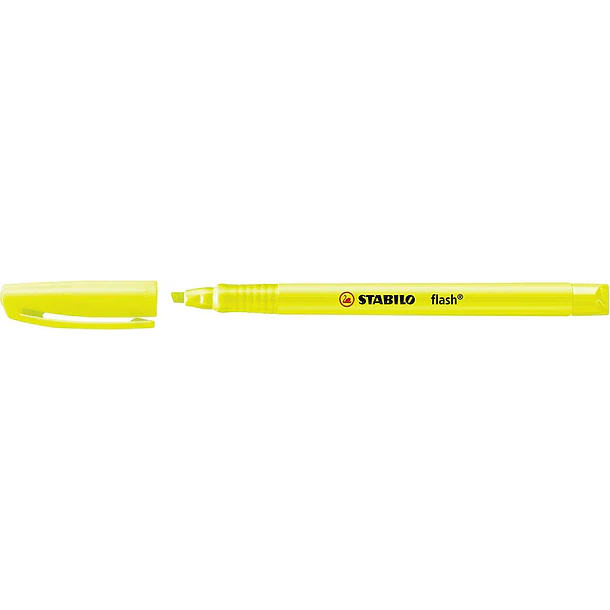 Stabilo Flash Marcador Fluorescente - Tamaño Bolsillo - Trazo de 1 y 3.5mm - Tinta con Base de Agua - Color Amarillo