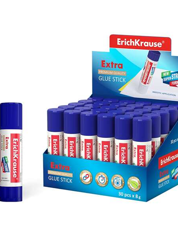 Erichkrause Pegamento en Barra Extra 8gr - Formula Super Fuerte - Consumo Economico - Adhesion Rapida y Fiable - Facil de Lavar con Agua - No Toxico - 1