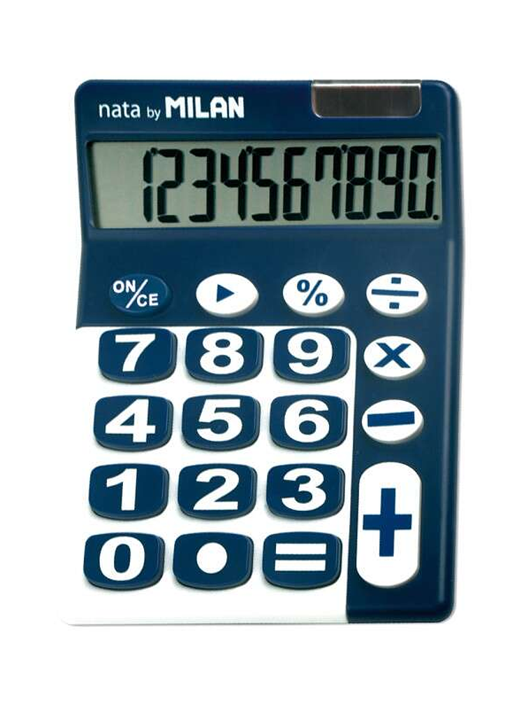 Milan Calculadora de Sobremesa 10 Digitos - Teclas Grandes - Apagado Automatico - Color Azul y Blanco 1