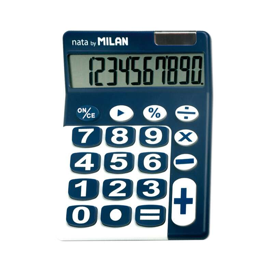 Milan Calculadora de Sobremesa 10 Digitos - Teclas Grandes - Apagado Automatico - Color Azul y Blanco 1