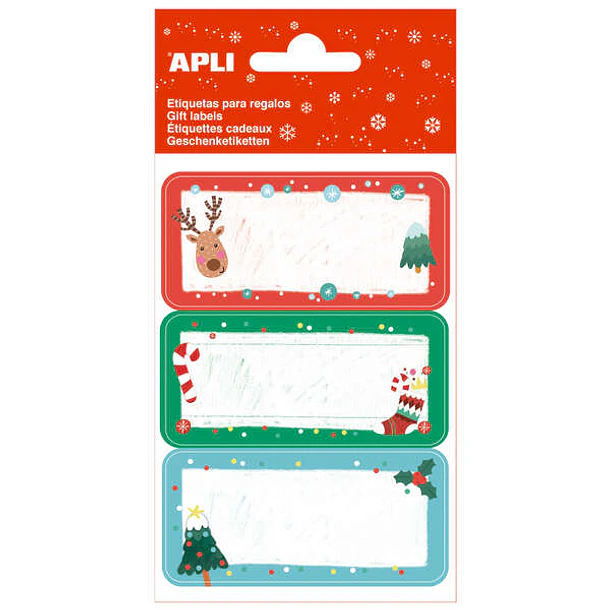 Apli Etiquetas Adhesivas Navideñas Muerdago - 9 Etiquetas Rectangulares con Cantos Redondeados - 3 Diseños Distintos - Adhesivo Permanente de Alta Cal
