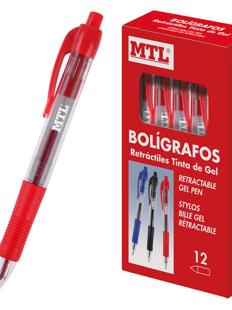 Dohe Boligrafos Retractiles de Tinta de Gel Permanente - Punta Bola de 0.7mm - Resistente al Agua - Cuerpo de Plastico - Grip de Caucho - Trazo de 0.4 1