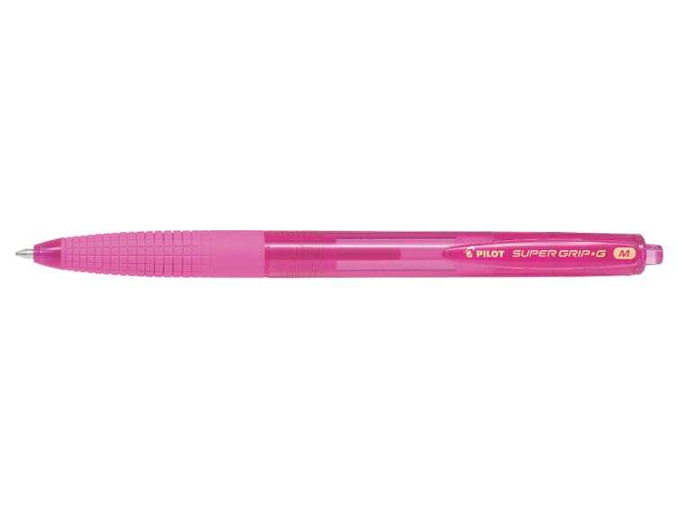 Pilot Boligrafo de Bola Retractil SuperGrip G - Punta Redonda 1.0mm - Trazo 0.4mm - Tinta de Aceite - Grip Ergonomico - Color Rosa 1