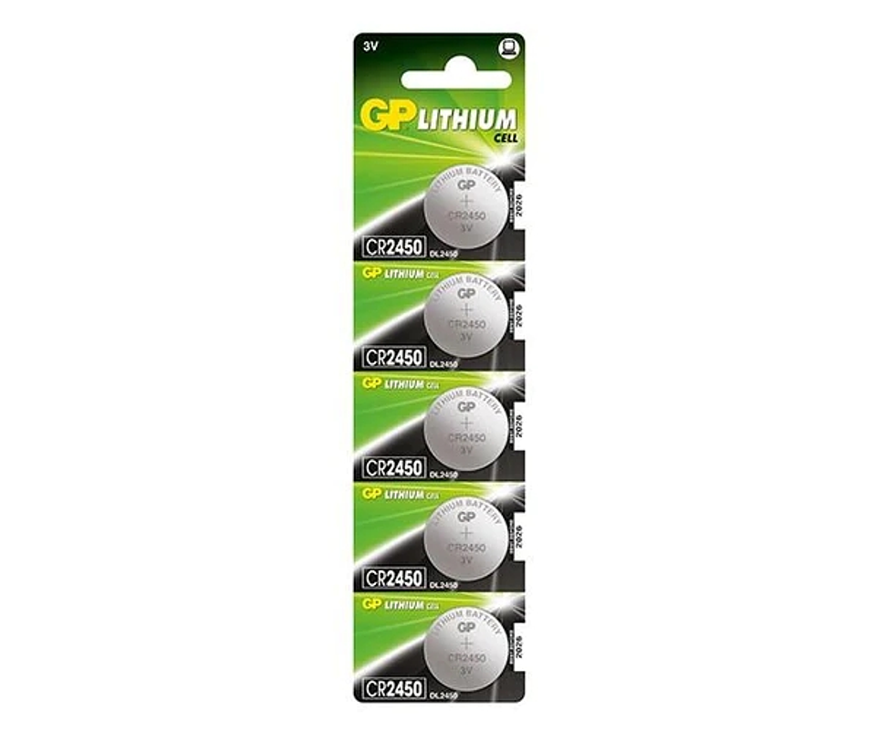 GP Lithium Pack de 5 Pilas Litio de Boton CR2450 3V 1