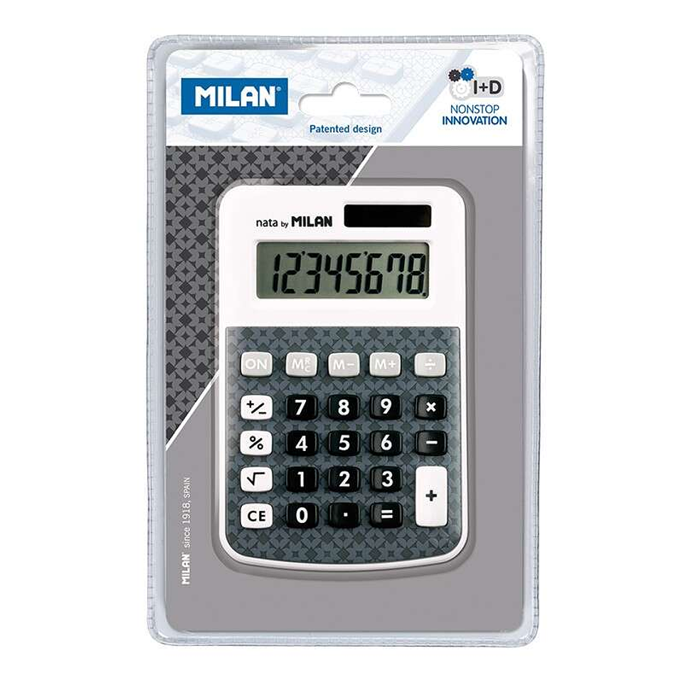 Milan Calculadora 8 Digitos - Calculadora de sobremesa - 3 teclas de memoria y raiz cuadrada - Color Gris Oscuro 1