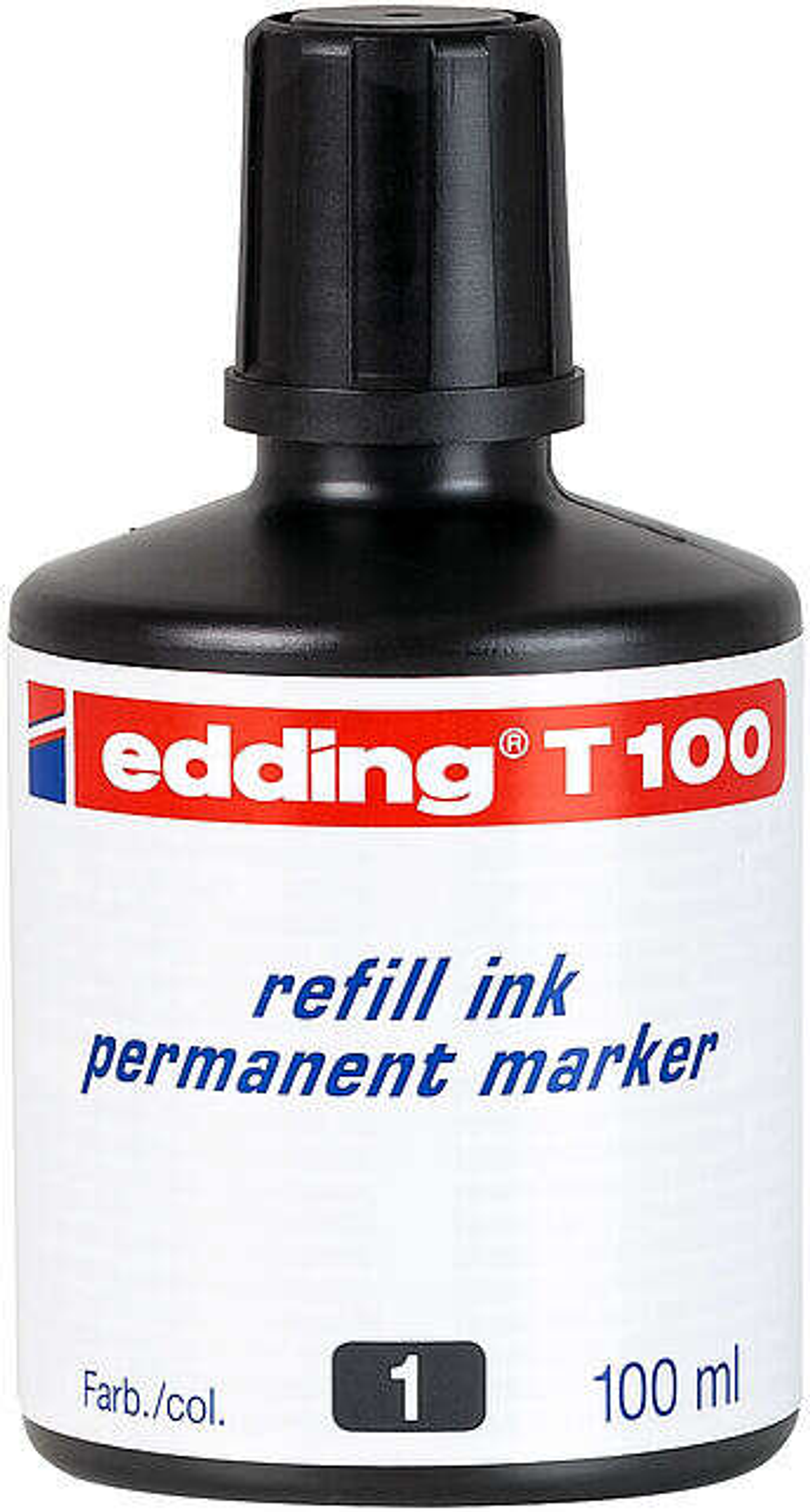 Edding T100 Bote de Recarga para Rotulador Permanente - Capacidad 100ml - Color Negro 1
