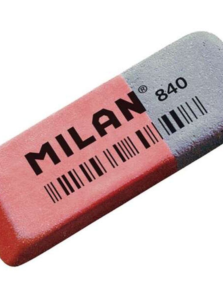 Milan 840 Goma de Borrar Biselada - Doble Uso - Flexible - Miga de Pan - Caucho - Color Rosa/Azul 1