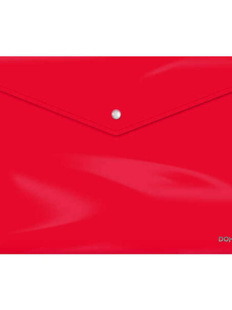 Dohe Sobre Portadocumentos Folio - Cierre de Broche - Polipropileno Cristal Opaco 200 Micras - Color Rojo 1