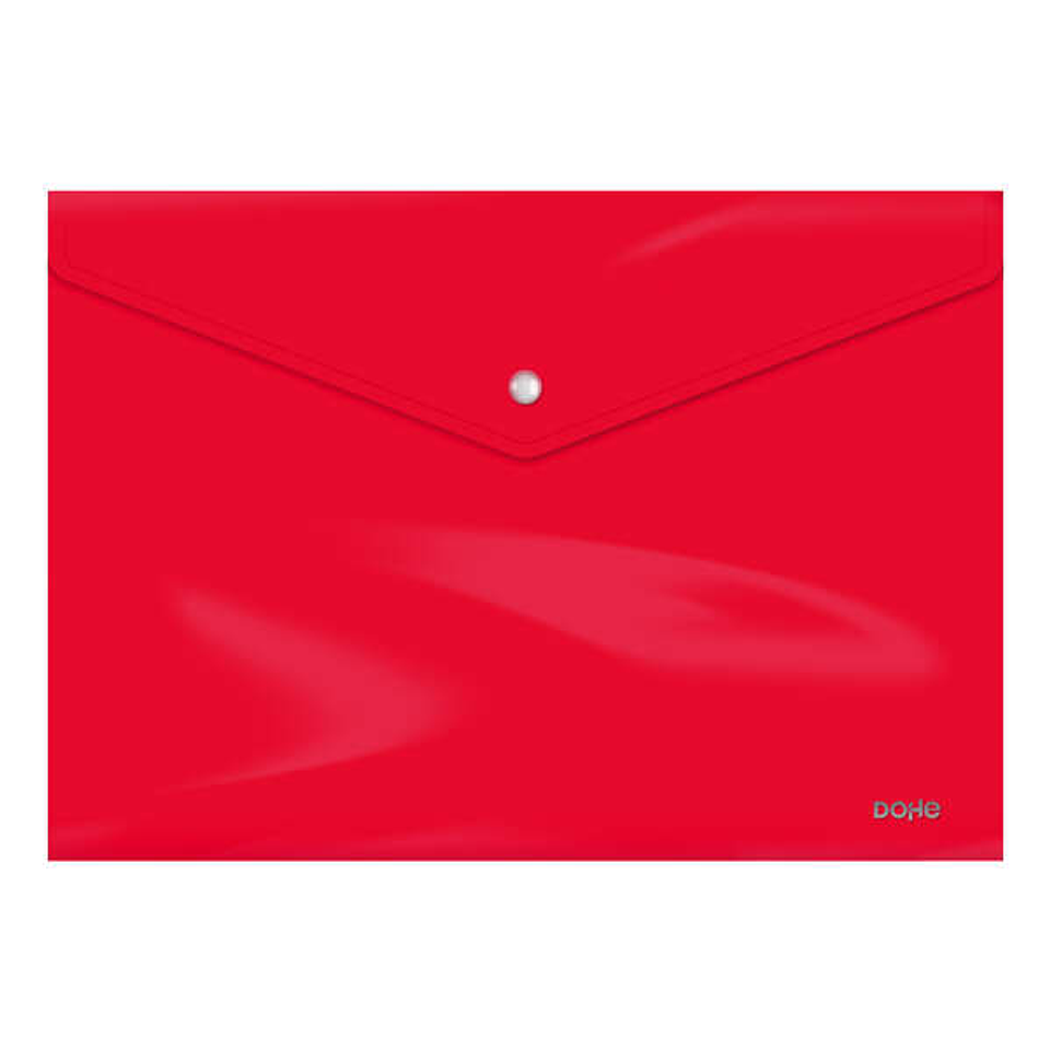 Dohe Sobre Portadocumentos Folio - Cierre de Broche - Polipropileno Cristal Opaco 200 Micras - Color Rojo 1