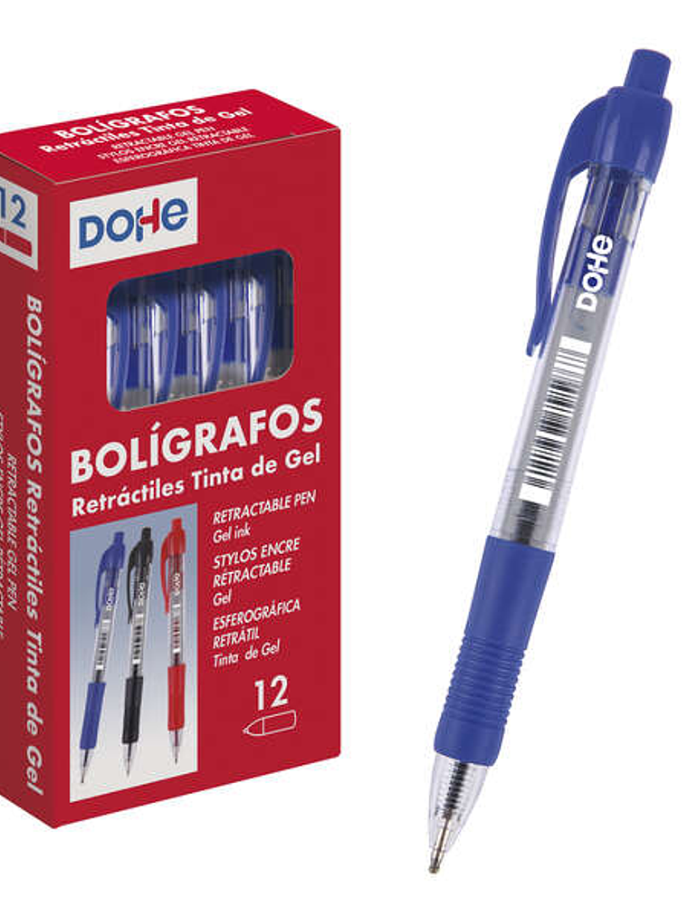 Dohe Boligrafos Retractiles de Tinta de Gel Permanente - Punta Bola de 0.7mm - Trazo de 0.4mm - Resistente al Agua - Cuerpo de Plastico - Grip de Cauc 1