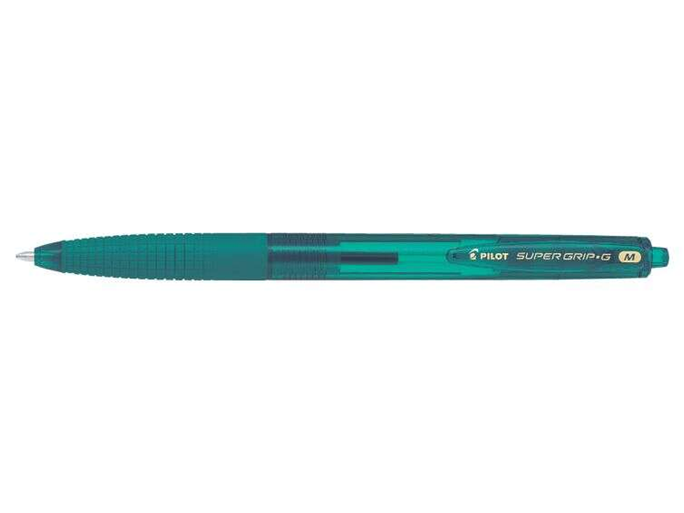 Pilot Boligrafo de Bola Retractil SuperGrip G - Punta Redonda 1.0mm - Trazo 0.4mm - Tinta de Aceite - Grip Ergonomico - Color Verde Bosque 1