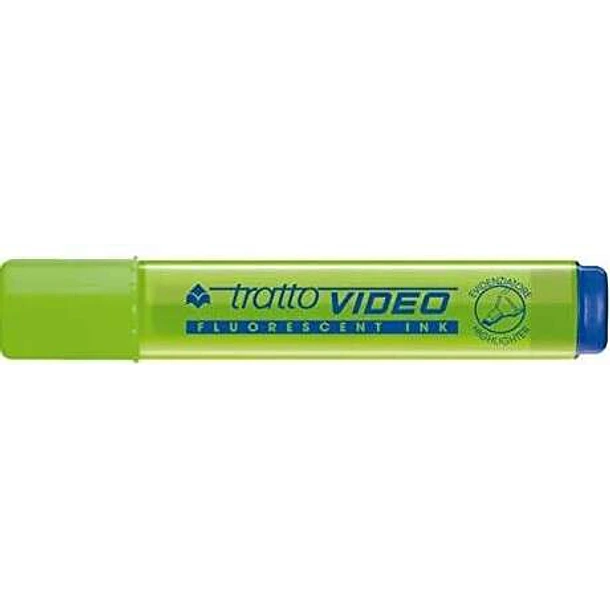 Tratto Video Marcador Fluorescente - Punta Biselada - Tinta Base de Agua - Secado Rapido - Color Verde Lima Fluorescente
