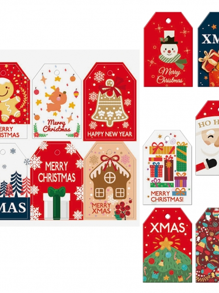 Dohe Navidad Pack de 48 Etiquetas para Regalos - Diseños Navidad - Tamaño 4,6x6,8cm - Troqueladas sobre Cartulina - Incluyen Cordon 1