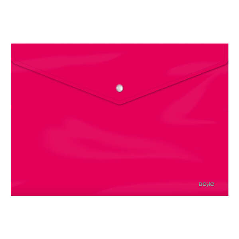 Dohe Sobre Portadocumentos Folio - Cierre de Broche - Polipropileno Cristal Opaco 200 Micras - Color Fucsia 1