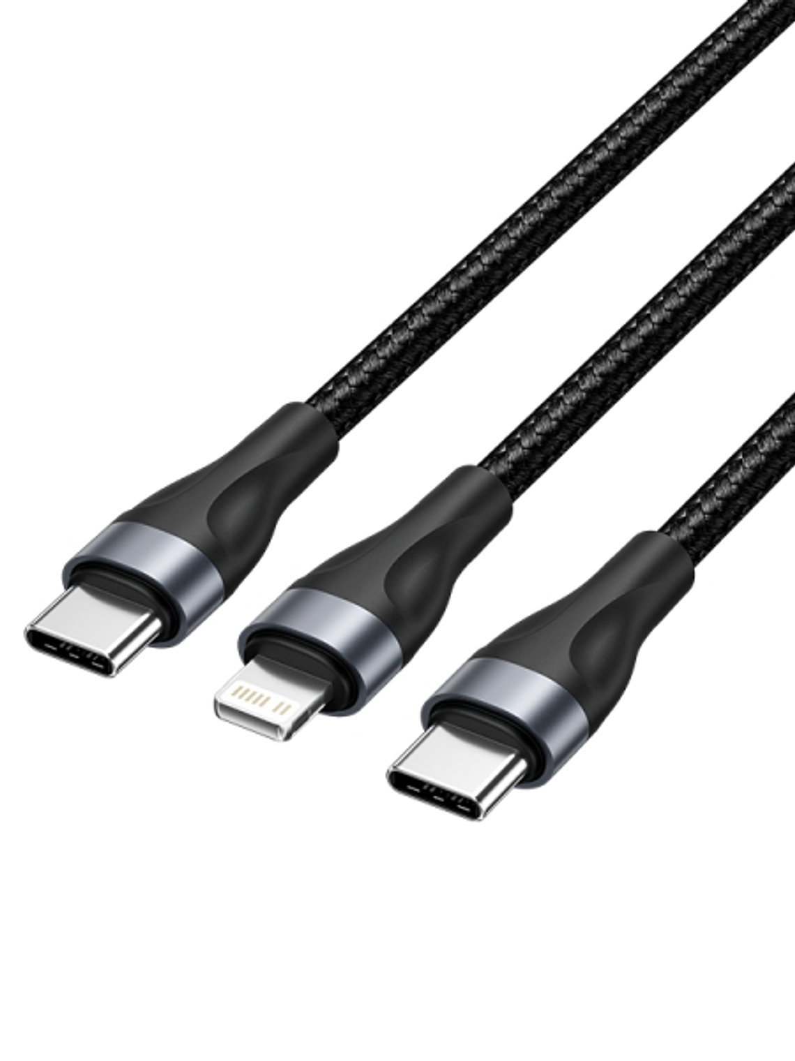Vention Cable de Carga USB-C a USB-C y Lightning - 480Mbps - Aluminio/PVC - 3A/27W/60W - Color Negro 1