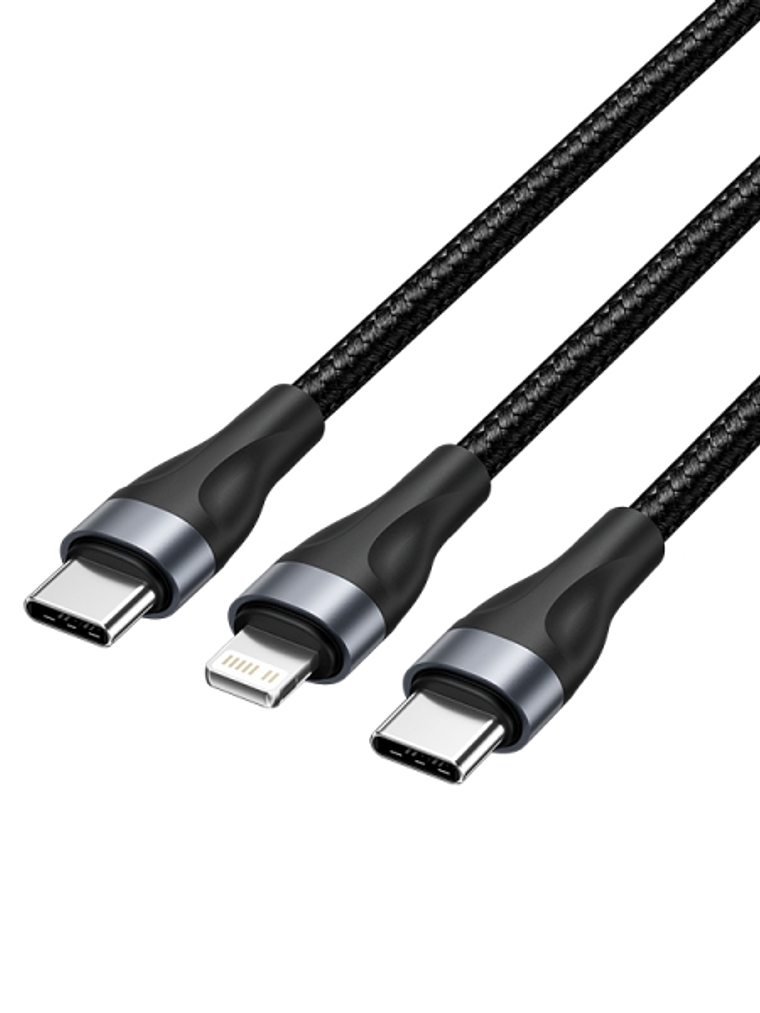 Vention Cable de Carga USB-C a USB-C y Lightning - 480Mbps - Aluminio/PVC - 3A/27W/60W - Color Negro 1