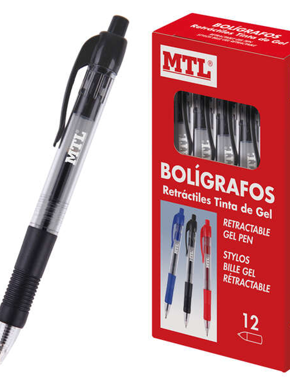 Dohe Boligrafos Retractiles de Tinta de Gel Permanente - Punta de 0.7mm - Trazo de 0.4mm - Resistente al Agua - Cuerpo de Plastico y Grip de Caucho - 1