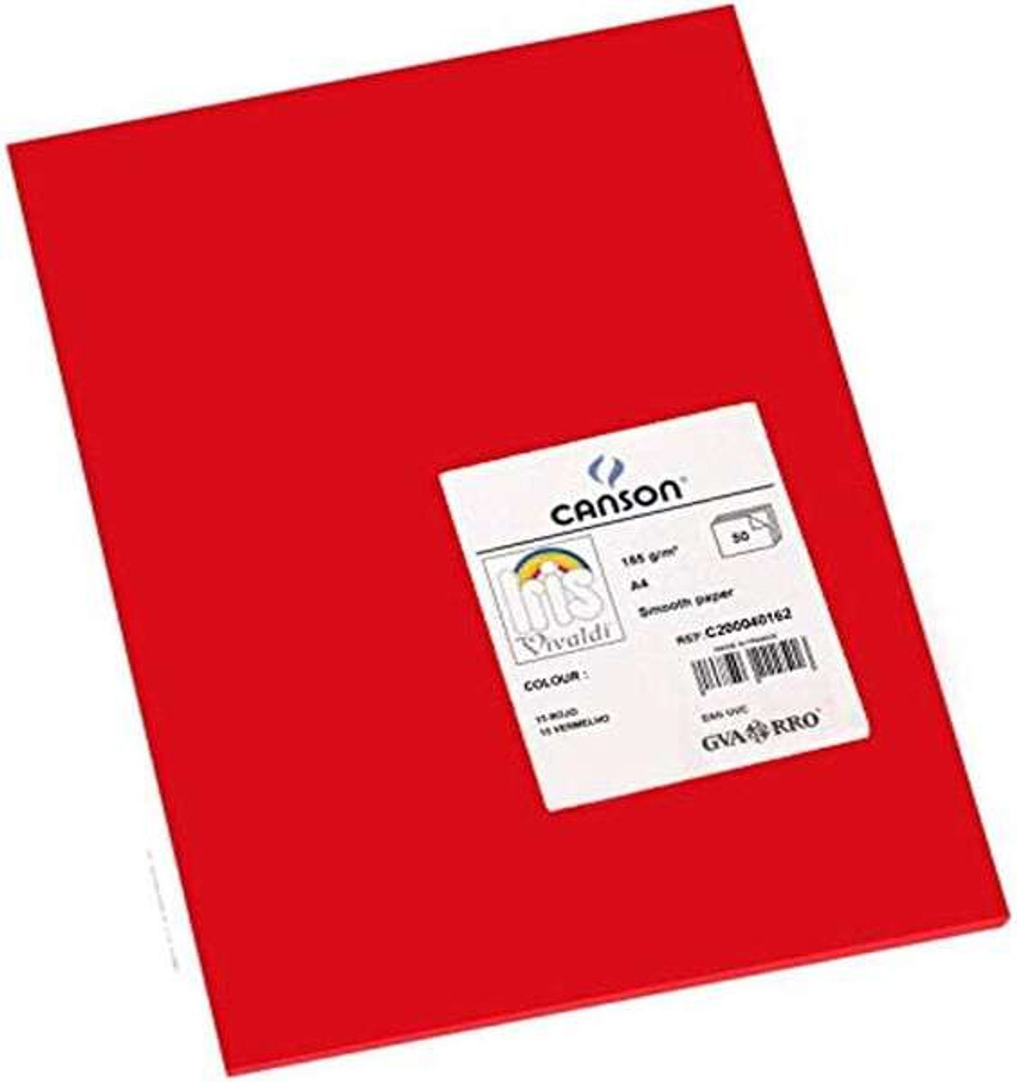 Canson Guarro Pack de 50 Cartulinas Iris A4 de 185g - 21x29.7cm - Color Rojo 1