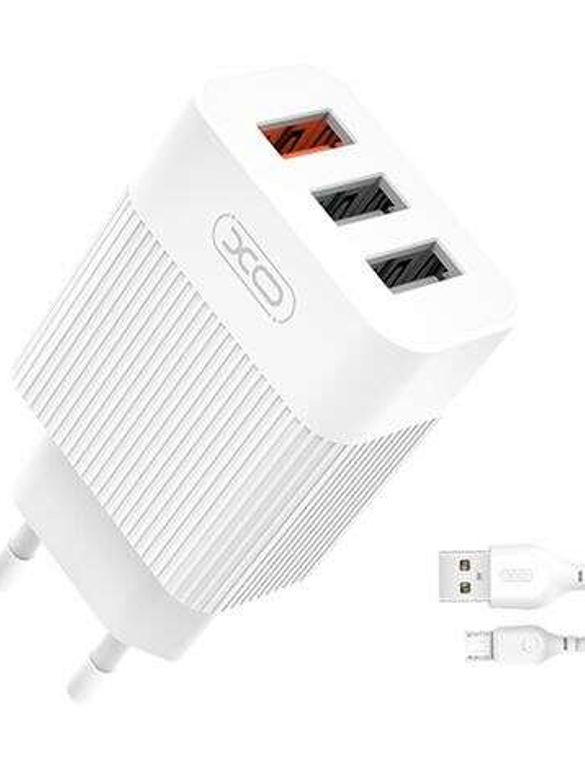 XO L72 Pack Cargador de Corriente 1x USB-A 18W Carga Rapida 3.0, 2x USB-A + Cable USB-A a MicroUSB 1