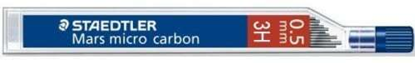 Staedtler Mars Micro Carbon 250 Tubo de 12 Minas de Grafito - Dureza 3H - Trazo 0.5mm - Alta Resistencia 1