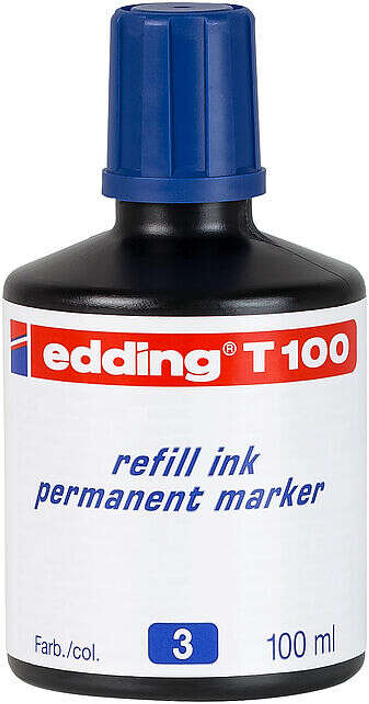 Edding T100 Bote de Recarga para Rotulador Permanente - Capacidad 100ml - Color Azul 1
