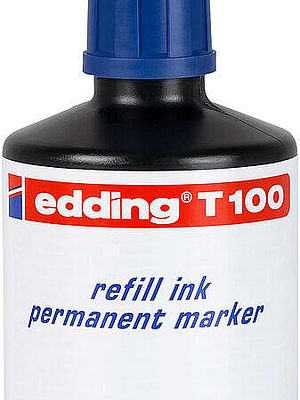 Edding T100 Bote de Recarga para Rotulador Permanente - Capacidad 100ml - Color Azul