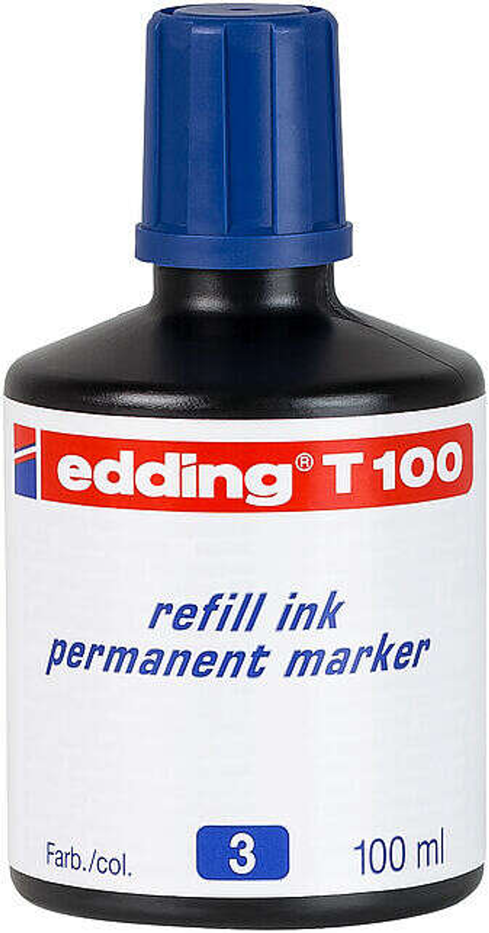 Edding T100 Bote de Recarga para Rotulador Permanente - Capacidad 100ml - Color Azul 1