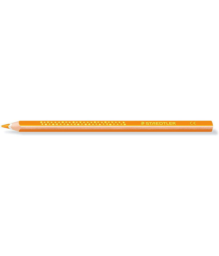 Staedtler Jumbo Noris 128 Lapiz Triangular de Color - Mina de 4mm - Resistencia a la Rotura - Diseño Ergonomico - Color Naranja