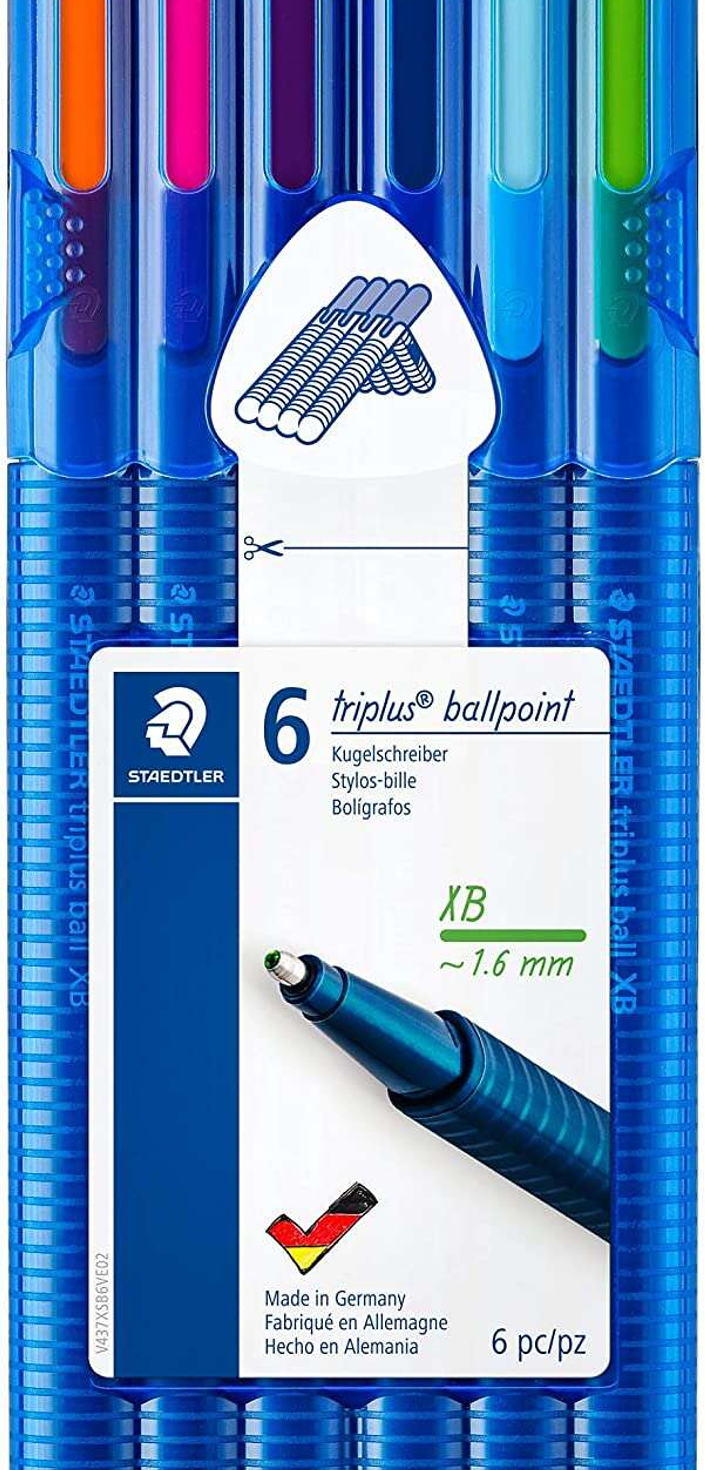 Staedtler Triplus Ball 437 Pack de 6 Boligrafos de Bola - Trazo 1.4mm - Escritura Suave - Colores Surtidos 1