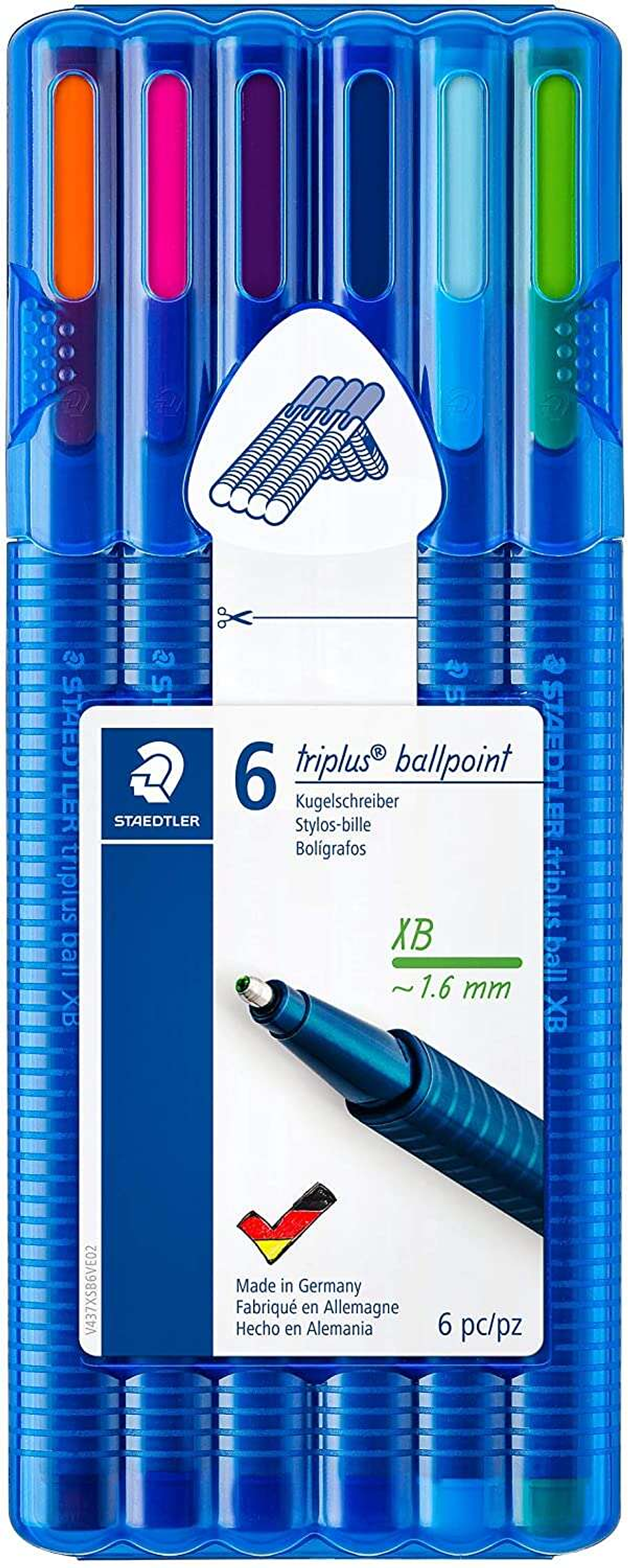 Staedtler Triplus Ball 437 Pack de 6 Boligrafos de Bola - Trazo 1.4mm - Escritura Suave - Colores Surtidos 1