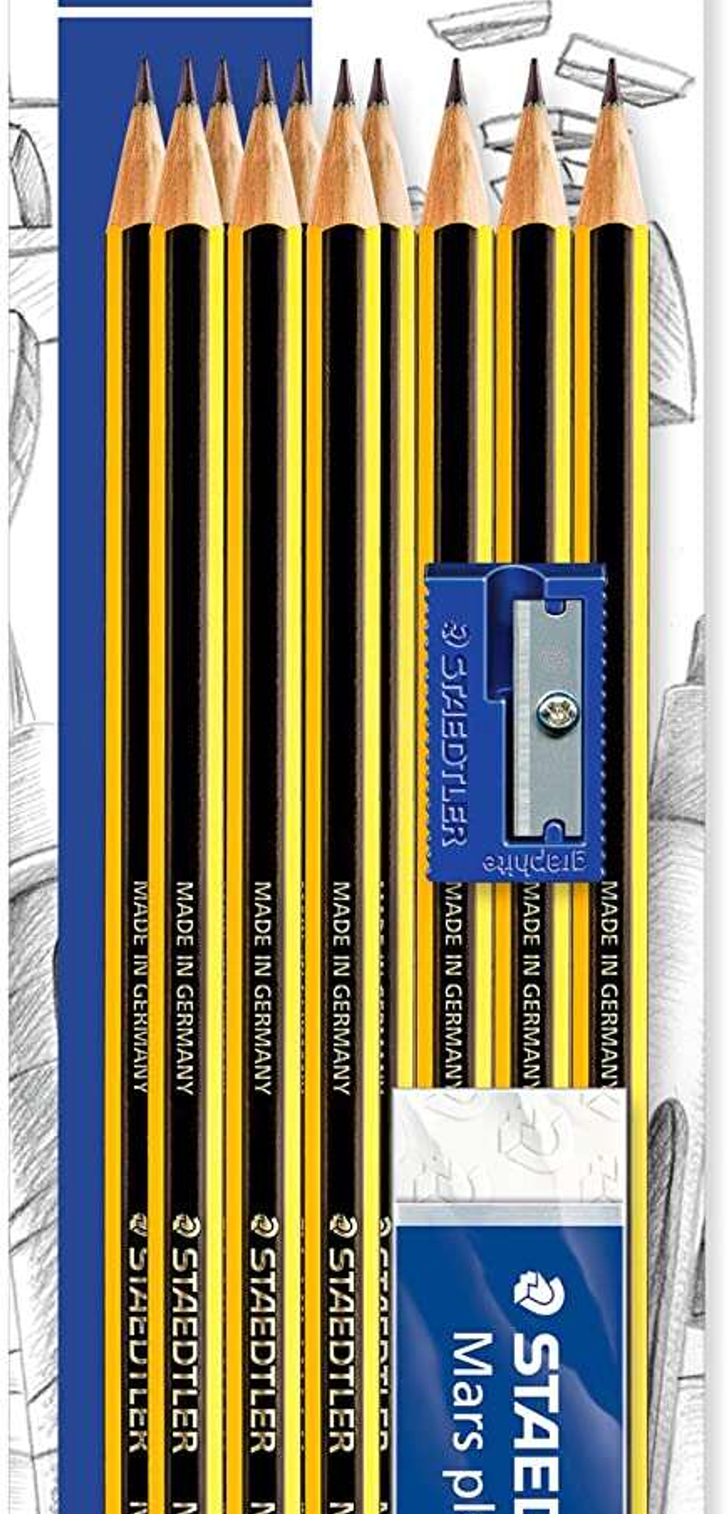 Staedtler Noris 120 Pack de 10 Lapices de Grafito Hexagonales 2HB + 1 Goma de Borrar Plastic 526 50 + 1 Sacapuntas 510 50 - Resistencia a la Rotura - 1