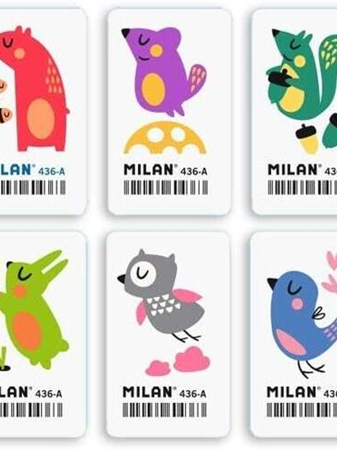 Milan 436A Goma de Borrar Rectangular Flexible - Miga de Pan - Caucho Sintetico - Dibujos Infantiles - Dibujos Surtidos 1