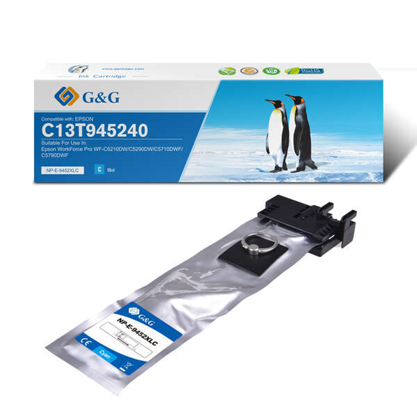 G&G Epson T9452 Cyan Cartucho de Tinta Pigmentada Generico - Reemplaza C13T945240 1