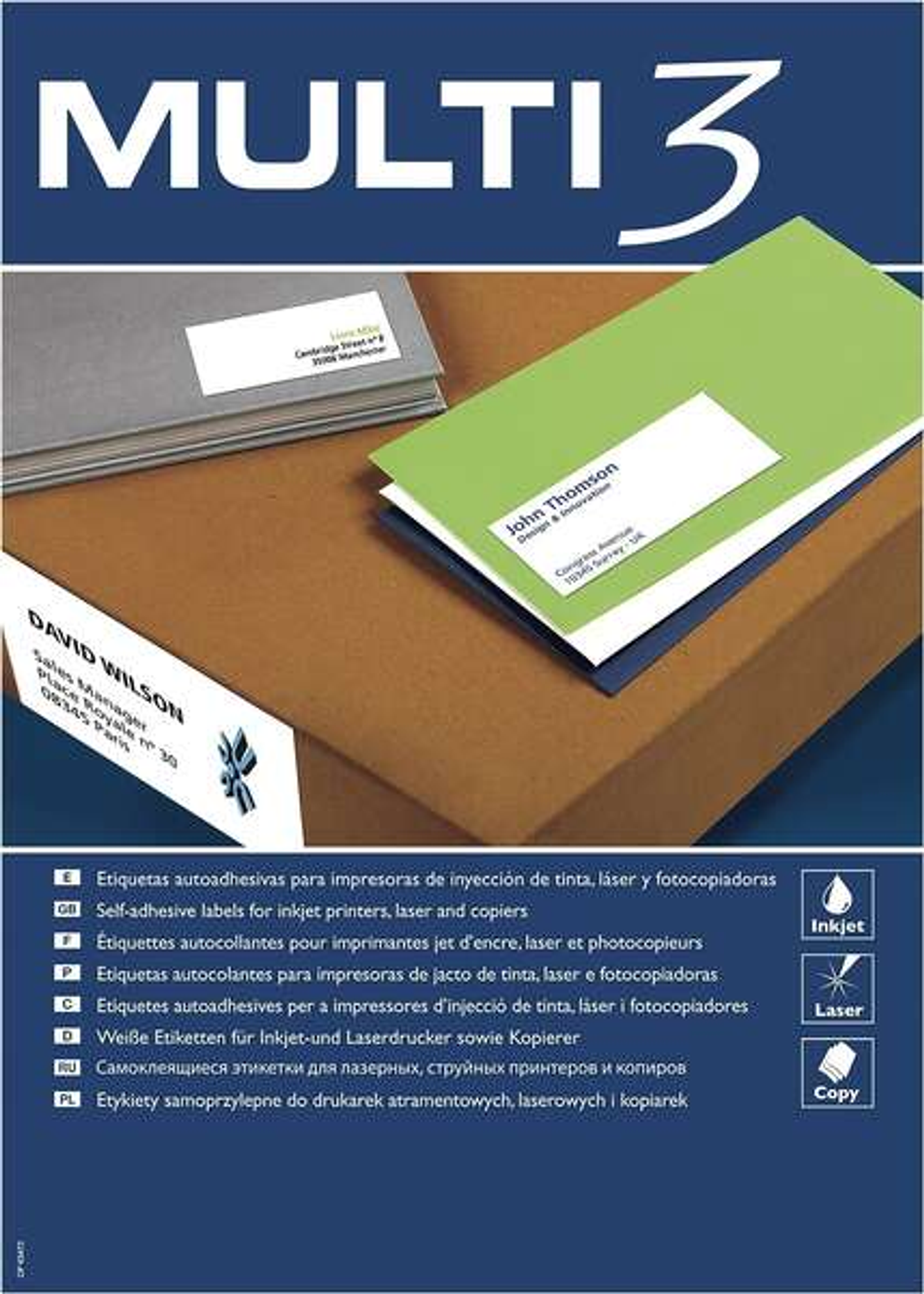 Multi3 Pack de 2700 Etiquetas Blancas Tamaño 70x30mm - 100 Hojas x 27 Etiquetas - Aptas para Imprimir 1