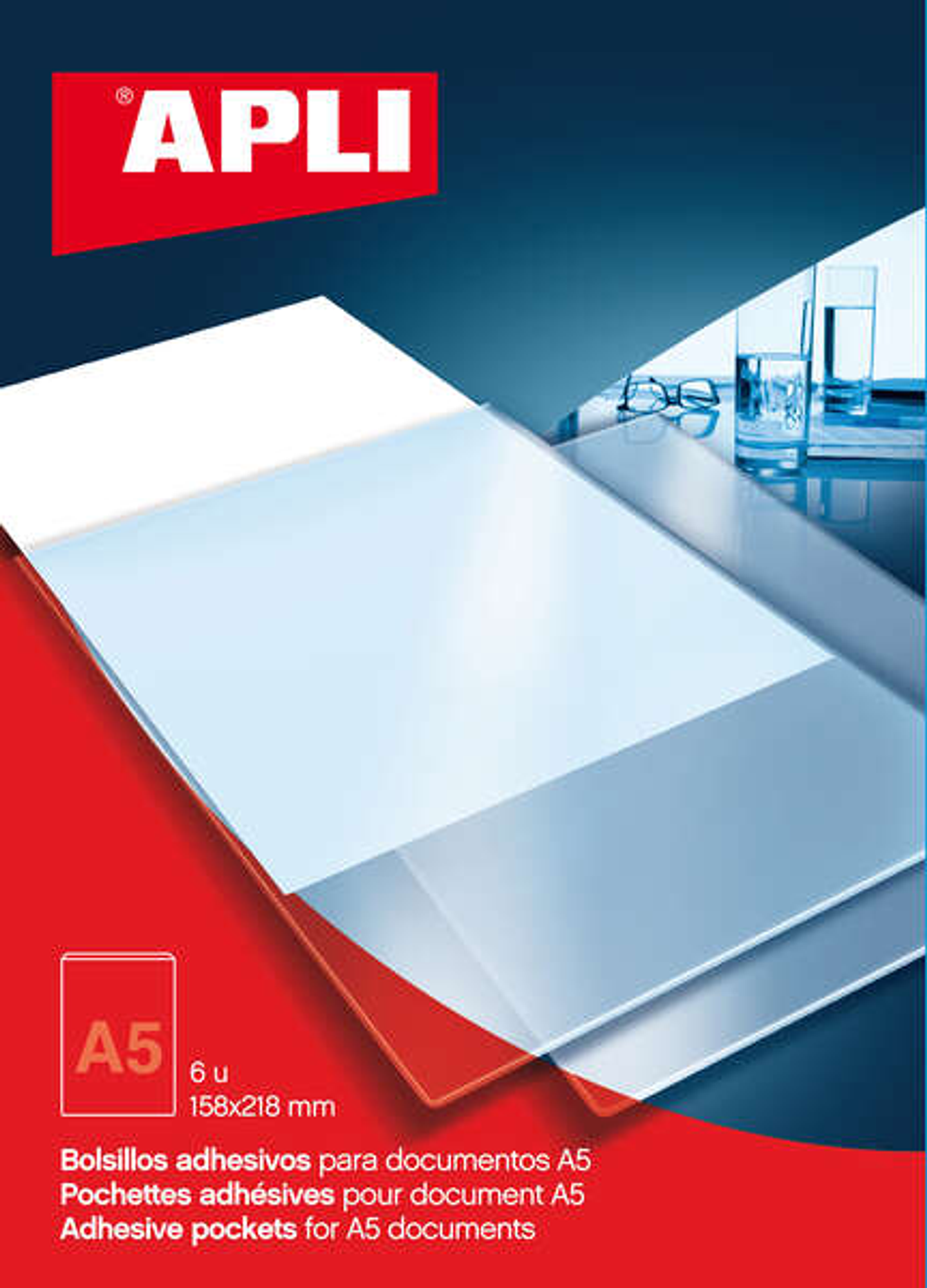 Apli Bolsillos Adhesivos A5 - Bolsillo Adicional para Documentos e Imagenes - 6 Unidades por Bolsa 1