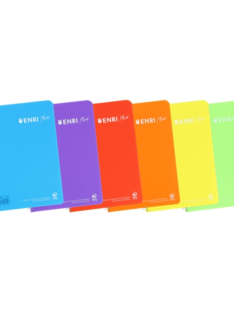 Enri Plus 4º Cuaderno Espiral 3x3 - Tapa de Plastico - 80 Hojas 90gr - Margen - Colores Surtidos 1