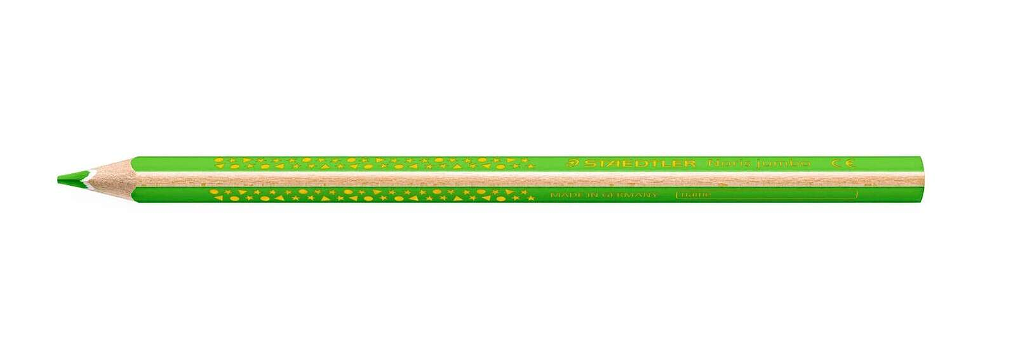 Staedtler Jumbo Noris 128 Lapiz Triangular de Color - Mina de 4mm - Resistencia a la Rotura - Diseño Ergonomico - Color Verde Claro 1