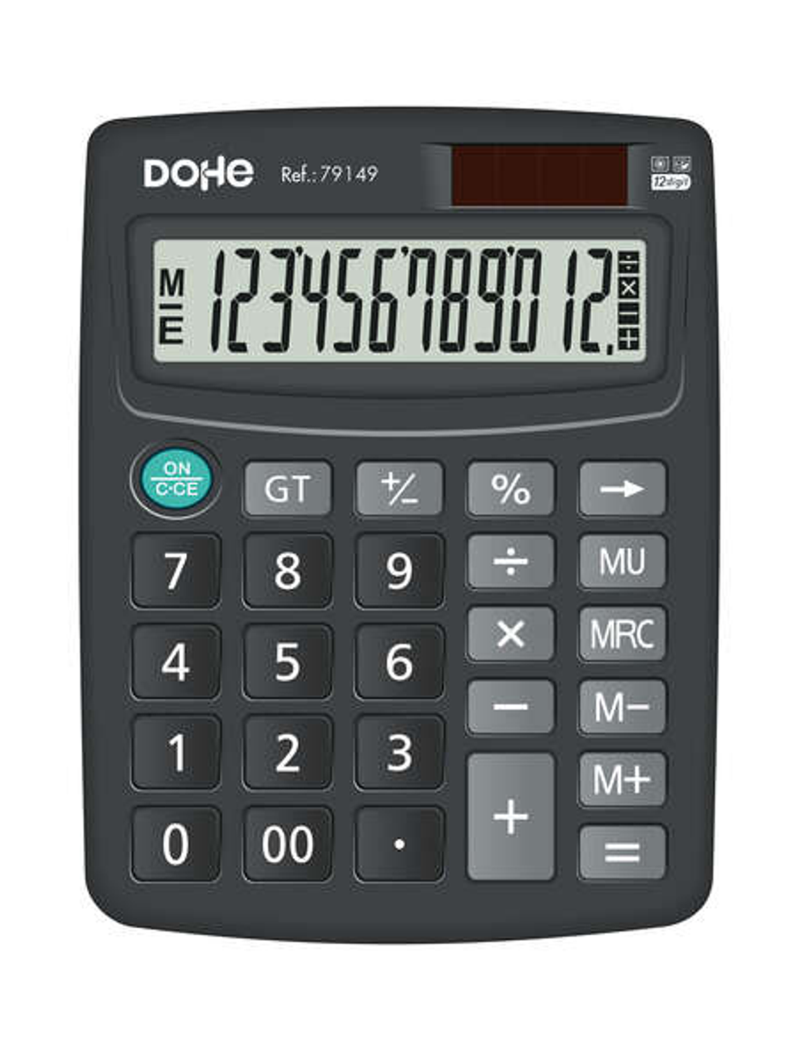 Dohe Calculadora Electronica de Sobremesa - Pantalla LCD de 12 Digitos - Alimentacion Solar y a Pilas - Teclas de Gran Tamaño 1