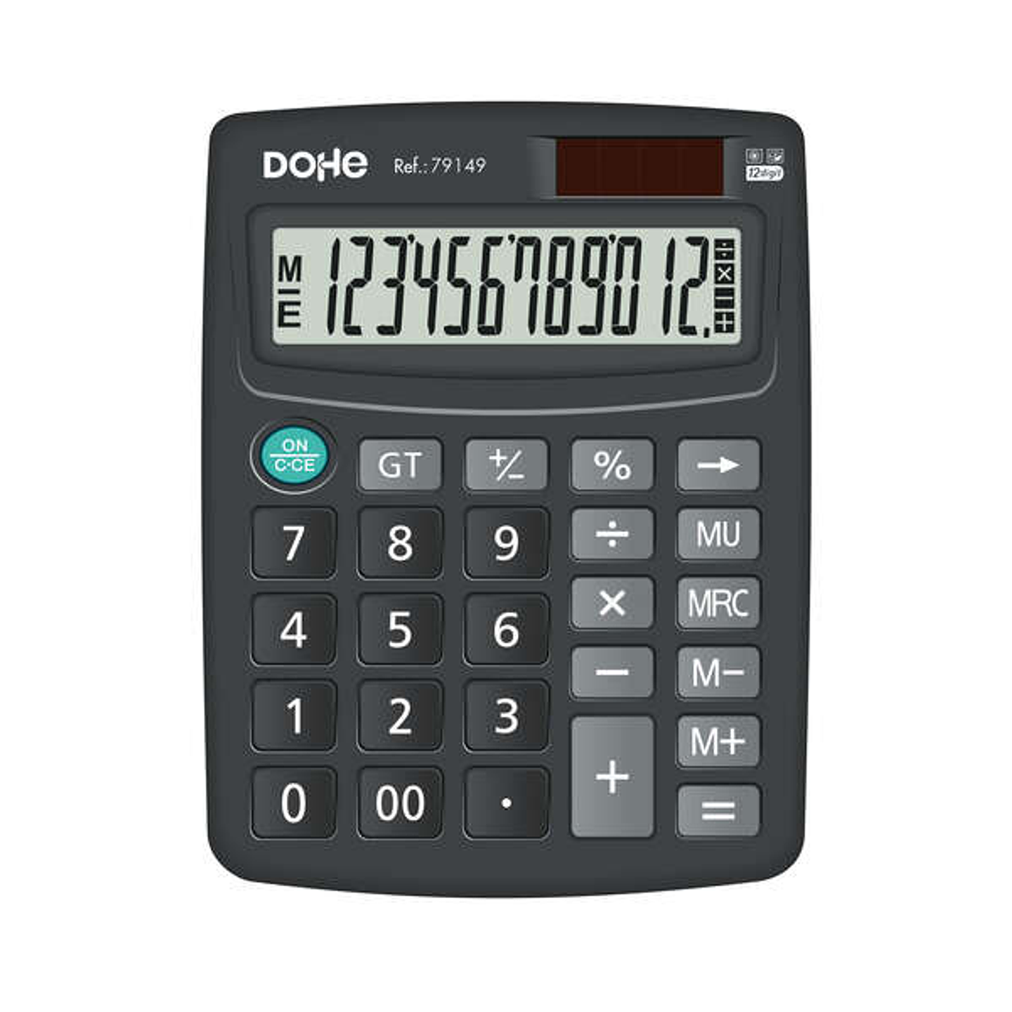 Dohe Calculadora Electronica de Sobremesa - Pantalla LCD de 12 Digitos - Alimentacion Solar y a Pilas - Teclas de Gran Tamaño 1
