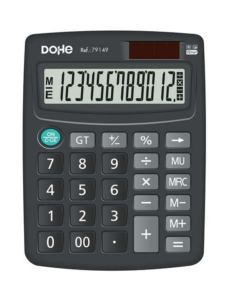 Dohe Calculadora Electronica de Sobremesa - Pantalla LCD de 12 Digitos - Alimentacion Solar y a Pilas - Teclas de Gran Tamaño 1