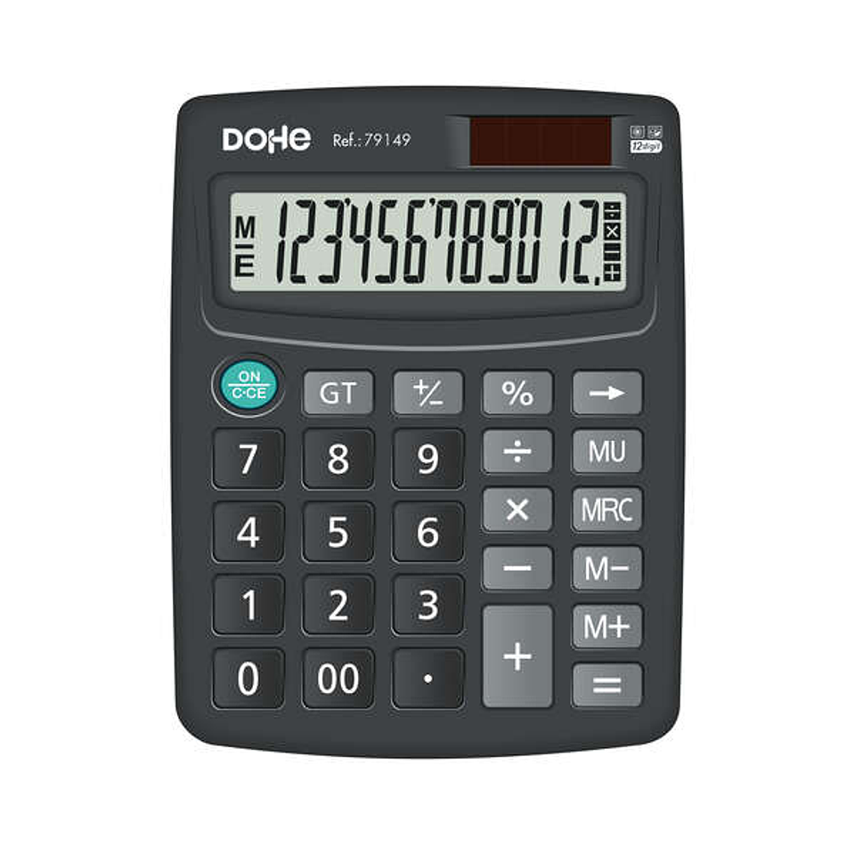 Dohe Calculadora Electronica de Sobremesa - Pantalla LCD de 12 Digitos - Alimentacion Solar y a Pilas - Teclas de Gran Tamaño 1