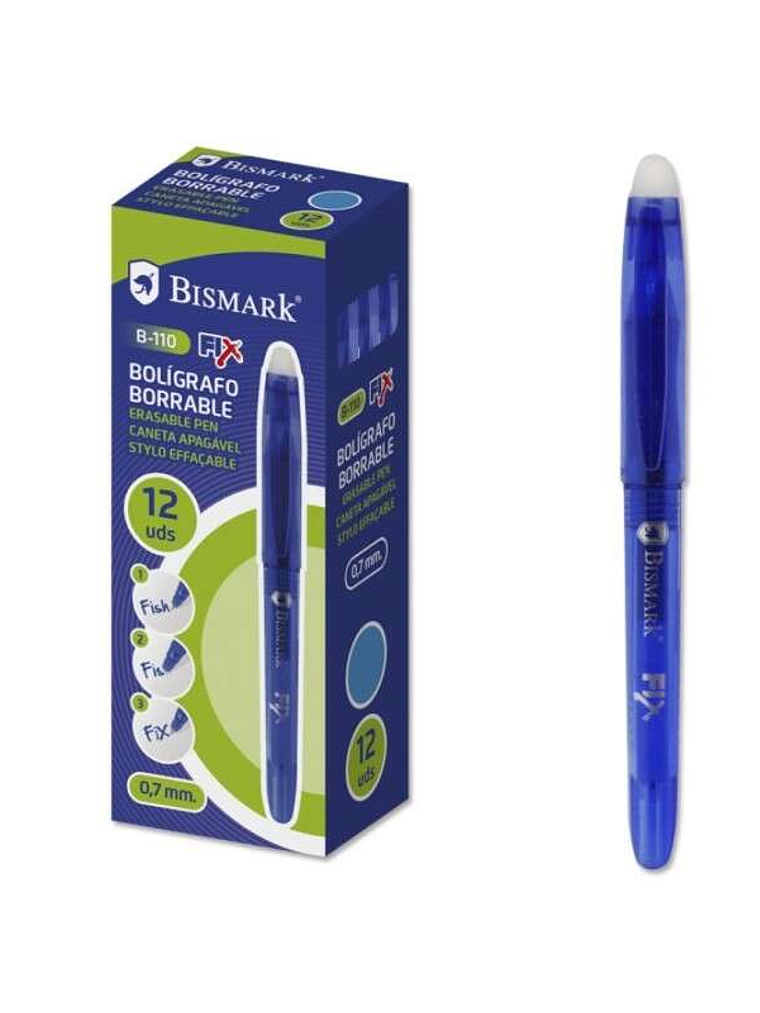 Bismark Fix Boligrafo Borrable - Punta Fina 0.7mm - Con Capuchon - Color Azul 1