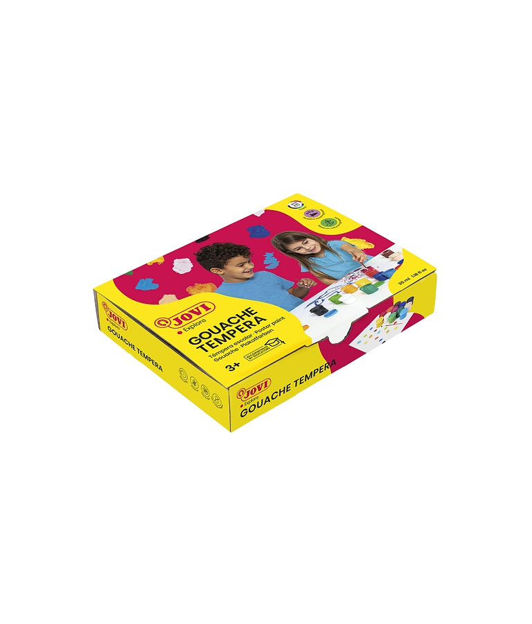 Jovi Gouache Tempera Estuche de 12 Botes 35ml - Mezclables - para Papel, Cartulina, Madera, Tela, Pasta de Modelar y Fango - Incluye Pincel - Color Su
