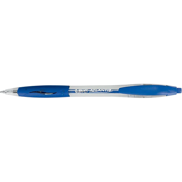 Bic Atlantis Classic Boligrafo Retractil - Punta de 1mm - Cuerpo Transparente con Grip - Color Azul