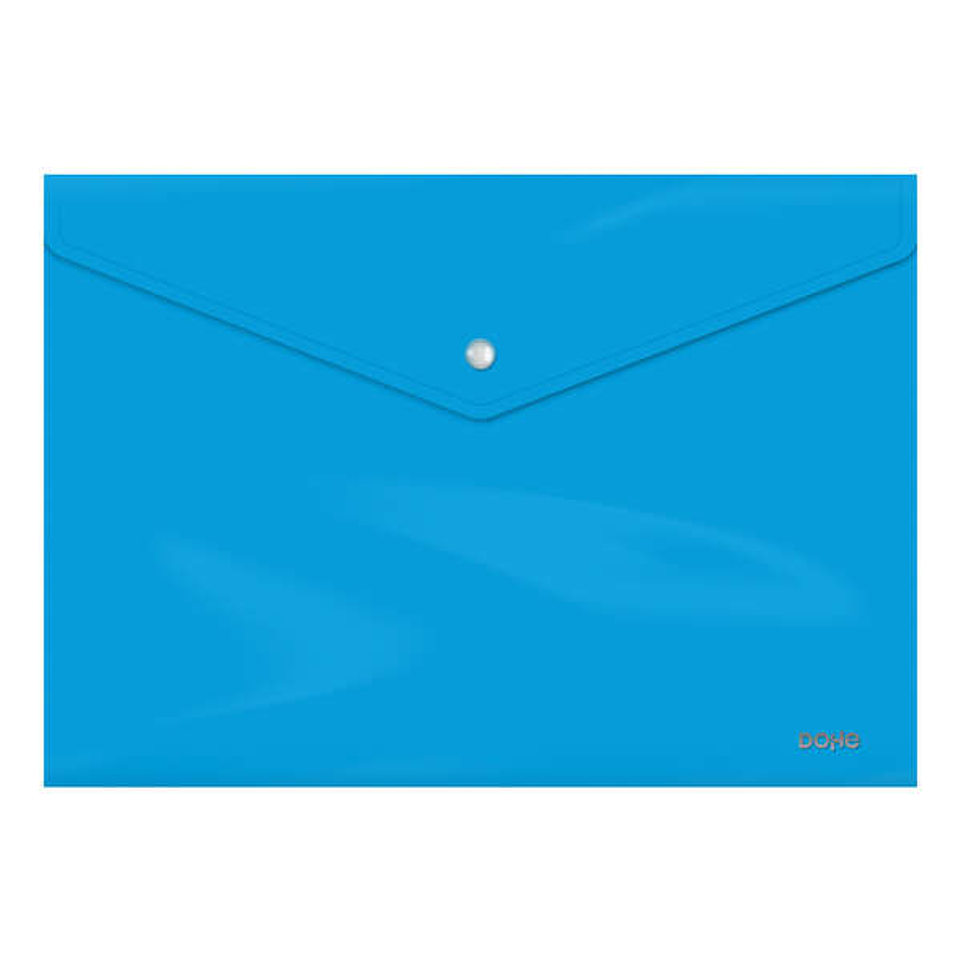 Dohe Sobre Portadocumentos Folio - Cierre de Broche - Polipropileno Cristal Opaco 200 Micras - Color Azul 1