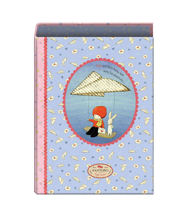 Dohe Santoro Poppi Loves Messenger Carpeta de 4 Anillas Formato Folio - Cubierta de Carton Forrado - Anillas Niqueladas de 40mm
