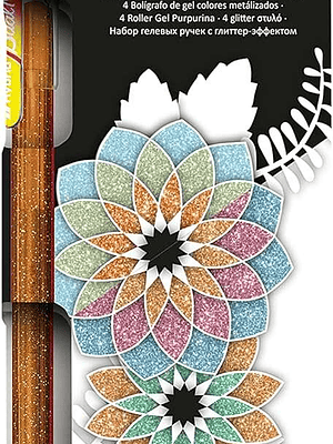 Pentel Hybrid Dual Metallic Pack de 4 Boligrafos de Bola con Tinta Gel Brillante - Punta 1mm - Trazo 0.5mm - Colores Brillantes Surtidos