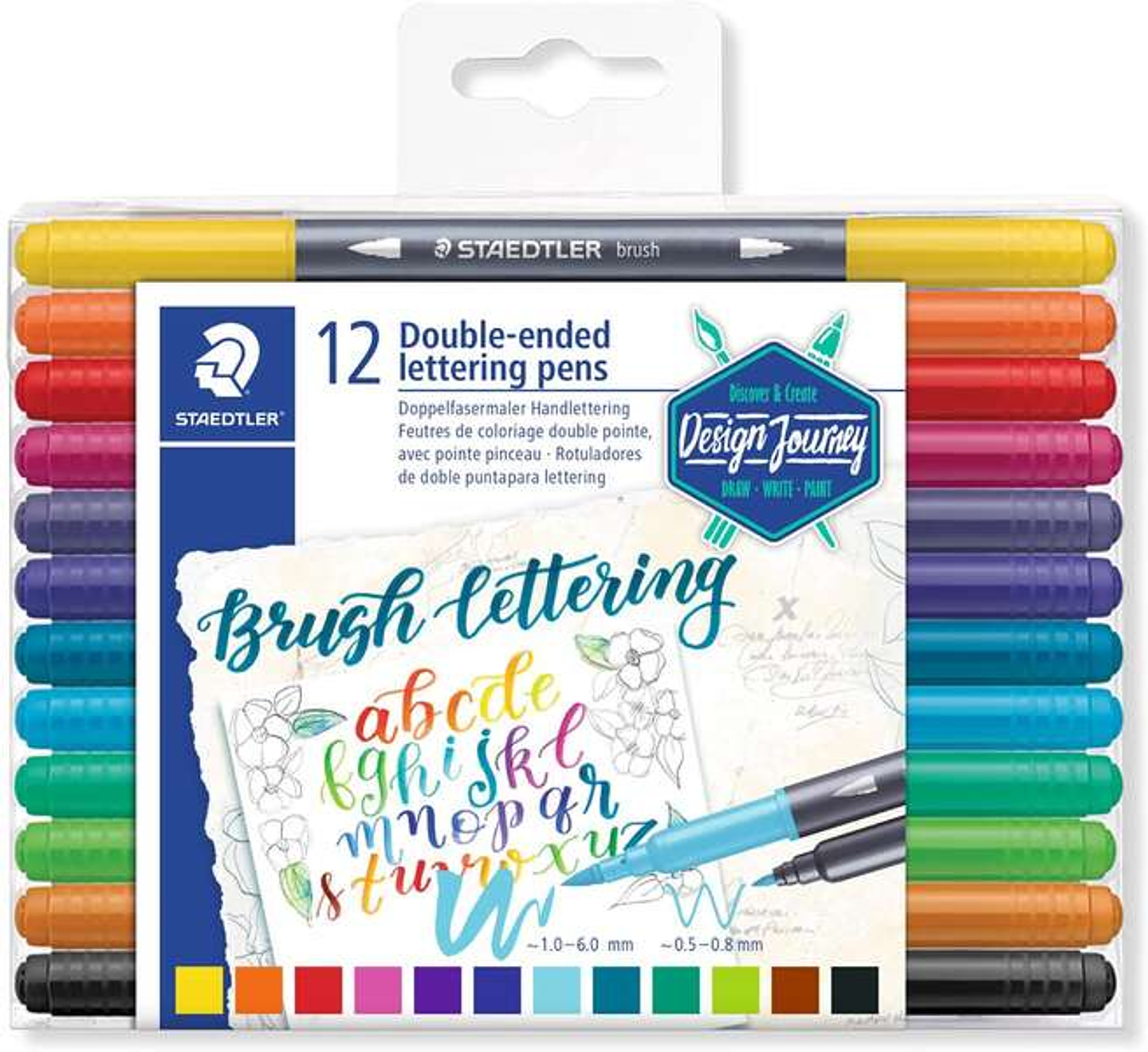Staedtler 3004 Pack de 12 Rotuladores de Doble Punta para Lettering - Colores Surtidos 1