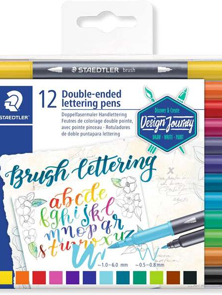 Staedtler 3004 Pack de 12 Rotuladores de Doble Punta para Lettering - Colores Surtidos 1